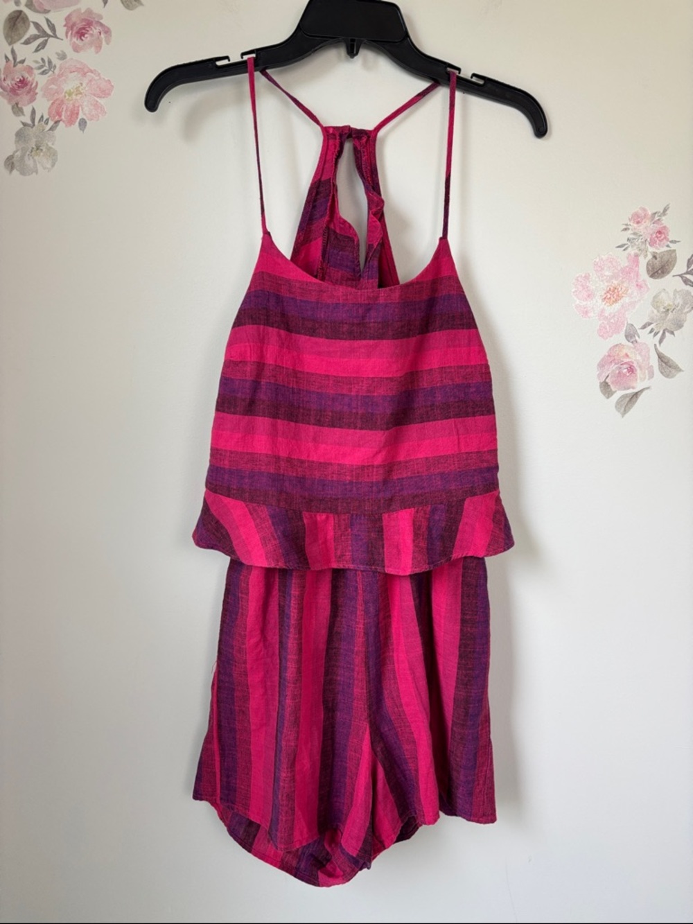 NWT Anthropologie Amadi Striped Pink & Magenta Sleeveless Romper - XS